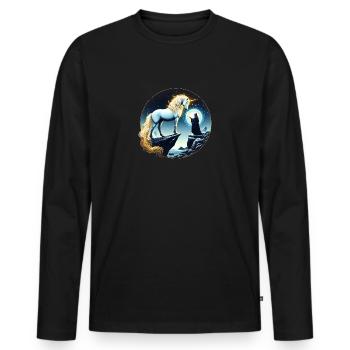 Unicorn and Mage - Men's Premium Organic Long Sleeve Shirt - black - Front - Nico (187cm)