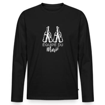 équipe du Marié Team EVG Humour EVG Futur Marié - T-shirt manches longues Premium bio Homme - noir - Devant - Nico (187cm)