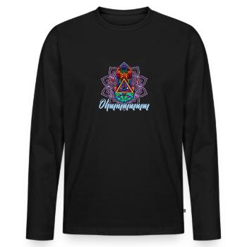 Hamsa Yoga Buddha Talisman Hindu Glück - Männer Premium Bio Langarmshirt - Schwarz - Vorne - Nico (187cm)