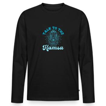 Hamsa Eye Hand Talisman Yoga Fluchschutz - Männer Premium Bio Langarmshirt - Schwarz - Vorne - Nico (187cm)