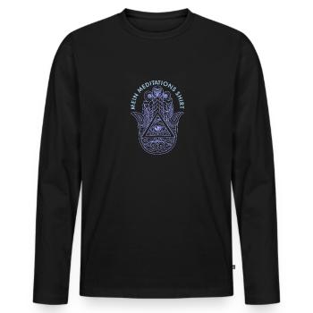 Hamsa Eye Talisman Fluchschutz Yoga Hindu - Männer Premium Bio Langarmshirt - Schwarz - Vorne - Nico (187cm)