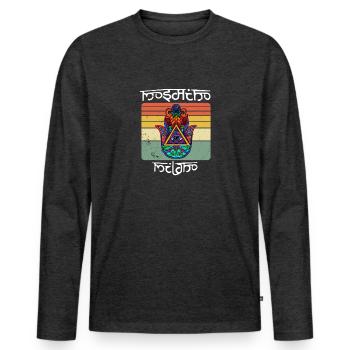 Yoga Namaste Hamsa Eye Hand Fluchschutz - Männer Premium Bio Langarmshirt - Anthrazit meliert - Vorne - Nico (187cm)