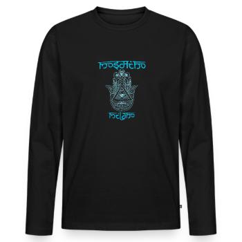 Hand Hamsa Eye Talisman Yoga Fluchschutz - Männer Premium Bio Langarmshirt - Schwarz - Vorne - Nico (187cm)