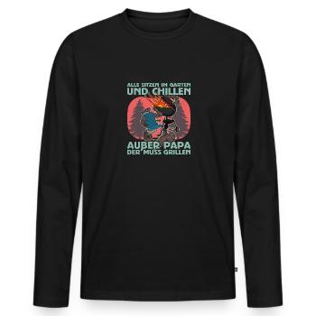 BBQ Grill Fleisch Grillen Barbecue Grillmeister - Männer Premium Bio Langarmshirt - Schwarz - Vorne - Nico (187cm)