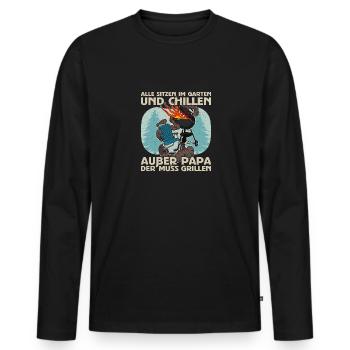 BBQ Grill Fleisch Grillen Barbecue Grillmeister - Männer Premium Bio Langarmshirt - Schwarz - Vorne - Nico (187cm)