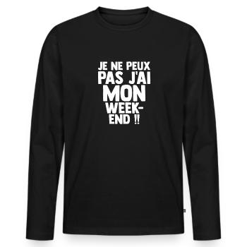 Je Peux Pas J'ai Mon Week-end J'peux Pas - T-shirt manches longues Premium bio Homme - noir - Devant - Nico (187cm)