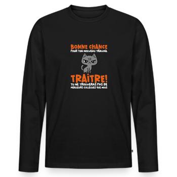 Départ Collègue Nouvel Emploi idée Cadeau Travail - T-shirt manches longues Premium bio Homme - noir - Devant - Nico (187cm)