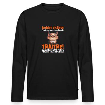 Départ Collègue Nouvel Emploi idée Cadeau Travail - T-shirt manches longues Premium bio Homme - noir - Devant - Nico (187cm)