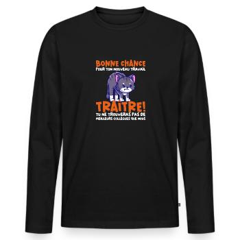 Départ Collègue Nouvel Emploi idée Cadeau Travail - T-shirt manches longues Premium bio Homme - noir - Devant - Nico (187cm)