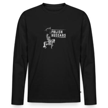 Husaren Polen Husaria Kavallerie Polska Flagge Erb - Männer Premium Bio Langarmshirt - Schwarz - Vorne - Nico (187cm)
