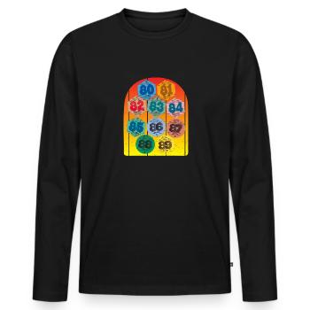 Vignettes Automobiles Années 80 Vintage Rétro - T-shirt manches longues Premium bio Homme - noir - Devant - Nico (187cm)