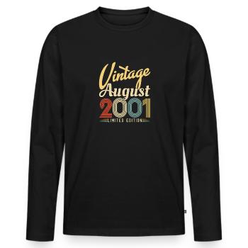 Août 2001 Vintage Rétro Cadeau Anniversaire 2001 - T-shirt manches longues Premium bio Homme - noir - Devant - Nico (187cm)