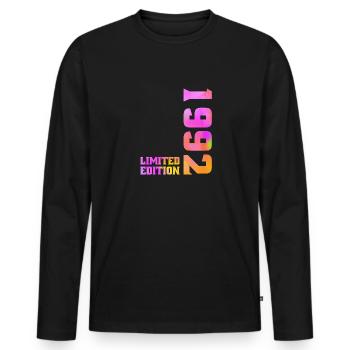 Limited Edition 1992 Anniversary Gift 1992 - Men's Premium Organic Long Sleeve Shirt - black - Front - Nico (187cm)