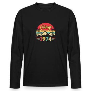 Anniversaire 50 ans 1974 Vintage 50 Homme Femme - T-shirt manches longues Premium bio Homme - noir - Devant - Nico (187cm)