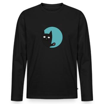 Chat noir Chat noir mignon - T-shirt manches longues Premium bio Homme - noir - Devant - Nico (187cm)