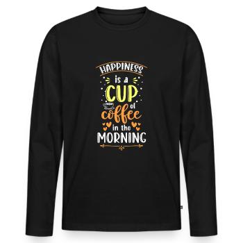 Happiness Money Life Energy - Men's Premium Organic Long Sleeve Shirt - black - Front - Nico (187cm)