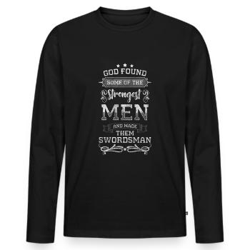Sword Fighting Axe Samurai - Men's Premium Organic Long Sleeve Shirt - black - Front - Nico (187cm)