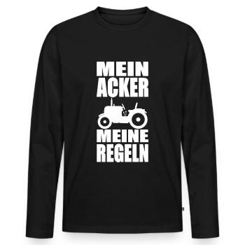 Mein Acker meine Regeln. Landwirtschaft Agrar - Männer Premium Bio Langarmshirt - Schwarz - Vorne - Nico (187cm)