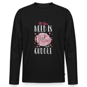 Relationship, hug, cuddle, tenderness - Men's Premium Organic Long Sleeve Shirt - black - Front - Nico (187cm)