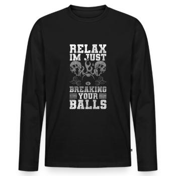 Pool Der Meister - Männer Premium Bio Langarmshirt - Schwarz - Vorne - Nico (187cm)