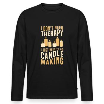 bougie date sortie mèche - T-shirt manches longues Premium bio Homme - noir - Devant - Nico (187cm)