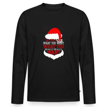 Chemise de Noël drôle - T-shirt manches longues Premium bio Homme - noir - Devant - Nico (187cm)