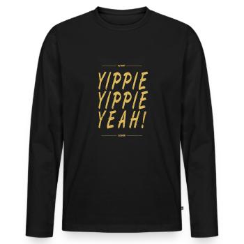 Yippie Yippie Yeah! - Männer Premium Bio Langarmshirt - Schwarz - Vorne - Nico (187cm)