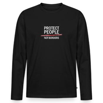 Personne n’est illégal - T-shirt manches longues Premium bio Homme - noir - Devant - Nico (187cm)