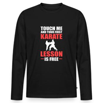 Karate Self-Defense - Men's Premium Organic Long Sleeve Shirt - black - Front - Nico (187cm)