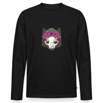 Cadeau pour amoureux de chats Tot La Catrina Mexique - T-shirt manches longues Premium bio Homme - noir - Devant - Nico (187cm)