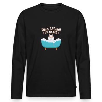 Cats Bath Cat Wash Shower Meow Gift - Men's Premium Organic Long Sleeve Shirt - black - Front - Nico (187cm)