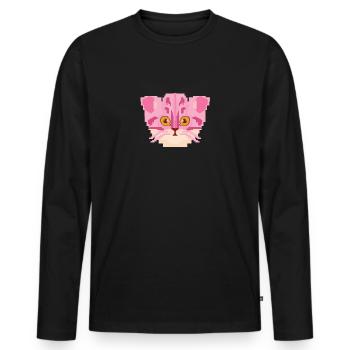 Pixel Katzen Zocker Gamer Spieler Rosa Geschenk - Männer Premium Bio Langarmshirt - Schwarz - Vorne - Nico (187cm)