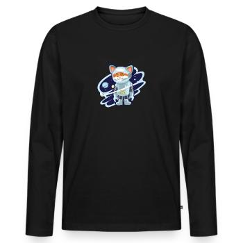 Cats astronaut space star gift - Men's Premium Organic Long Sleeve Shirt - black - Front - Nico (187cm)