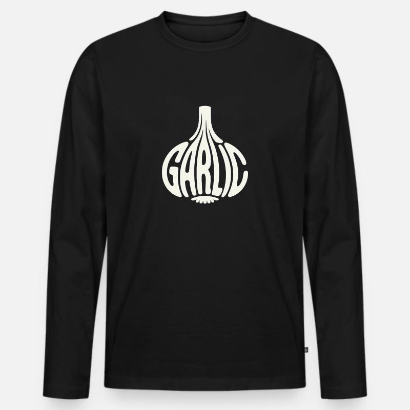 Knoblauch - Cool Vegetable Logo - Männer Premium Bio Langarmshirt - Schwarz
