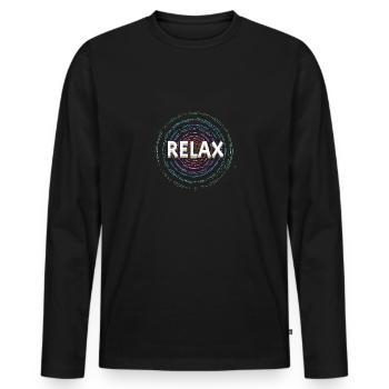 Relax, Yoga, Spiritually - Men's Premium Organic Long Sleeve Shirt - black - Front - Nico (187cm)
