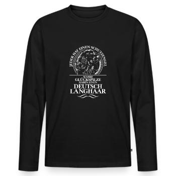 DEUTSCH LANGHAAR Schutzengel Hundespruch WILSIGNS - Männer Premium Bio Langarmshirt - Schwarz - Vorne - Nico (187cm)
