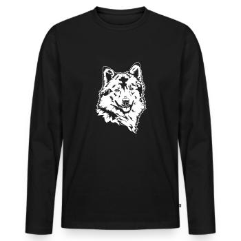 Islandais Chien Portrait Chiens Chien Wilsigns - T-shirt manches longues Premium bio Homme - noir - Devant - Nico (187cm)