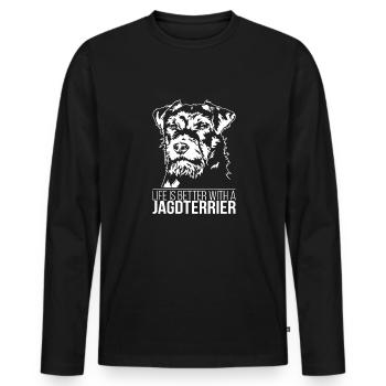 Jagdterrier life is better Dogs Dog Wilsigns - Men's Premium Organic Long Sleeve Shirt - black - Front - Nico (187cm)