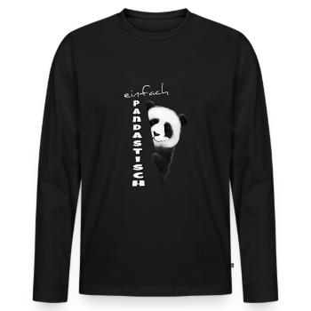 Panda Bär einfach pandastisch cool lustig Geschenk - Männer Premium Bio Langarmshirt - Schwarz - Vorne - Nico (187cm)