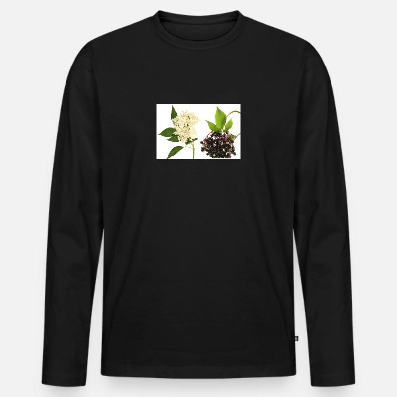 Holunder - Männer Premium Bio Langarmshirt - Schwarz