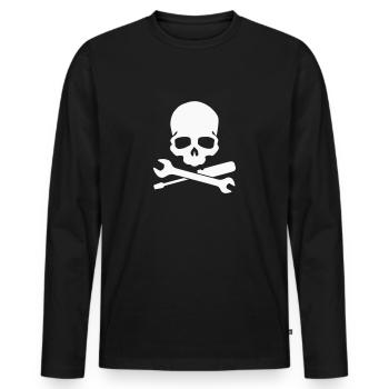 Skull Tool Workwear - Men's Premium Organic Long Sleeve Shirt - black - Front - Nico (187cm)