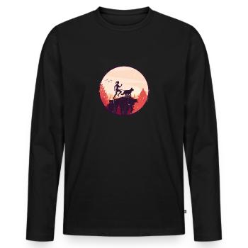 Course de canicross de cross-country avec chien Coureur de Canicross - T-shirt manches longues Premium bio Homme - noir - Devant - Nico (187cm)