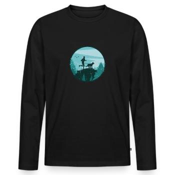 Course de canicross de cross-country avec chien Coureur de Canicross - T-shirt manches longues Premium bio Homme - noir - Devant - Nico (187cm)