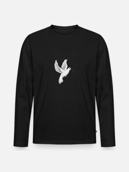 Dove of Peace with Olive Branch Dove Olive Branch - Men's Premium Organic Long Sleeve Shirt - black