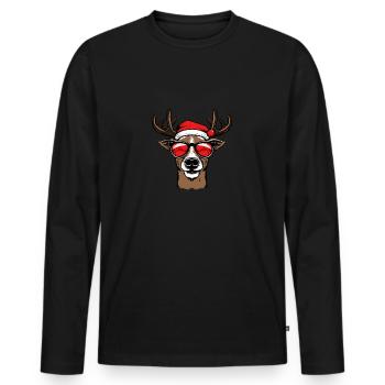 Merry Christmas Reindeer Xmas Family Men Women - Männer Premium Bio Langarmshirt - Schwarz - Vorne - Nico (187cm)