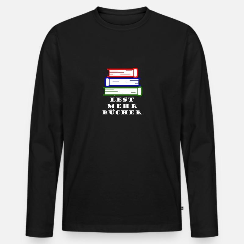 Lest mehr Bücher! - Männer Premium Bio Langarmshirt - Schwarz