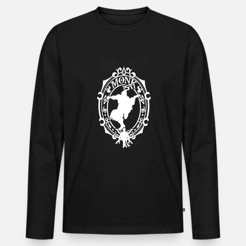 Mönch - Männer Premium Bio Langarmshirt - Schwarz