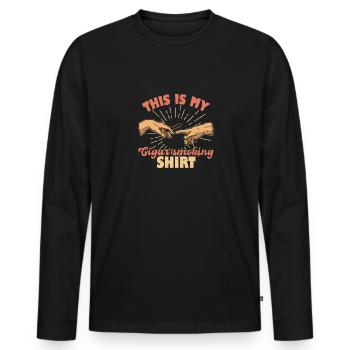 Cigars Smoking Smokers Whiskey Lovers - Men's Premium Organic Long Sleeve Shirt - black - Front - Nico (187cm)