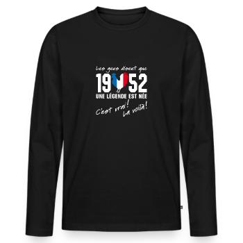 Né en 1952 - Coq aux couleurs françaises - T-shirt manches longues Premium bio Homme - noir - Devant - Nico (187cm)