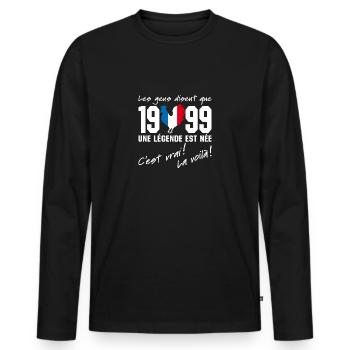 Né en 1999 - Coq aux couleurs françaises - T-shirt manches longues Premium bio Homme - noir - Devant - Nico (187cm)